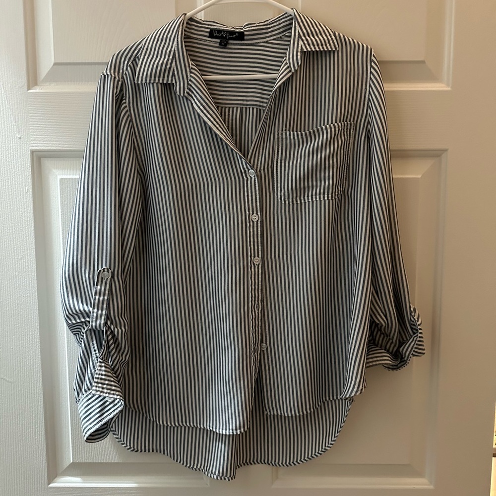 Velvet Heart Navy and White Striped Top